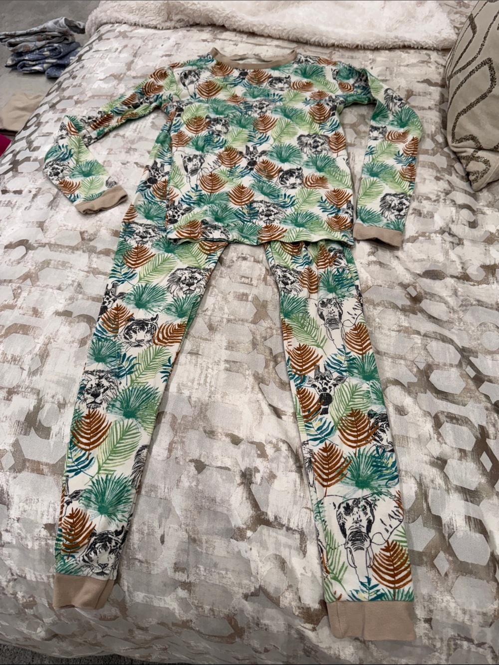 Kids Tropical Animal Print Pajama Set - Green Multi